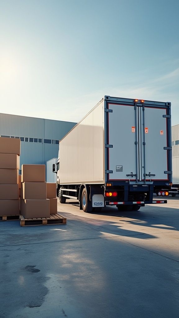 Camión de carga en centro logístico